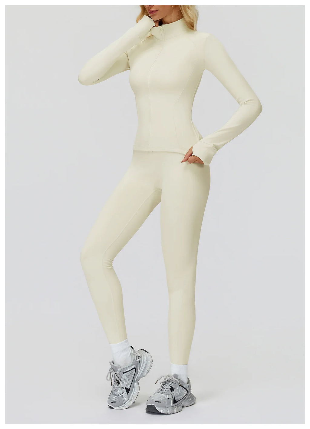 2Pcs Long Sleeve Sports Jacket Zipper Gym set