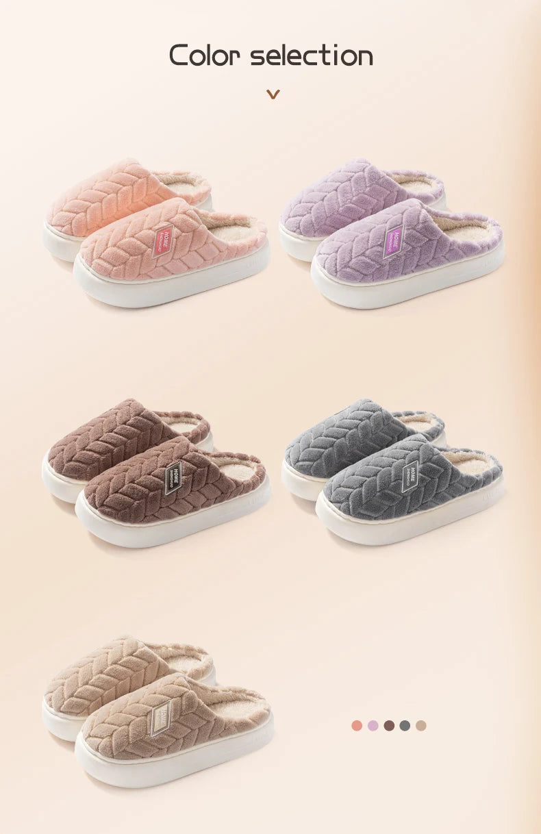 Cotton slippers for women in autumn and winter, new indoor home soft bottom, anti slip and warm