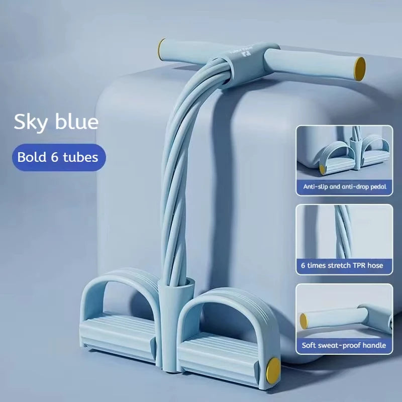 6-Level Resistance Band Tensioner with Non-Slip Handles - Home Fitness Equipment for Abdominal Muscle Training Yoga Abdominal