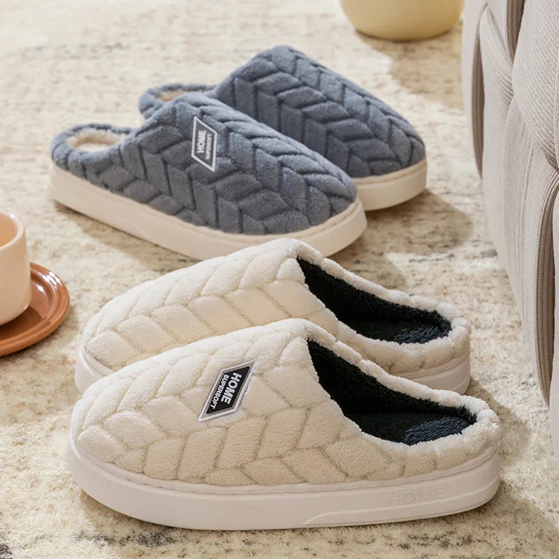 Cotton slippers for women in autumn and winter, new indoor home soft bottom, anti slip and warm