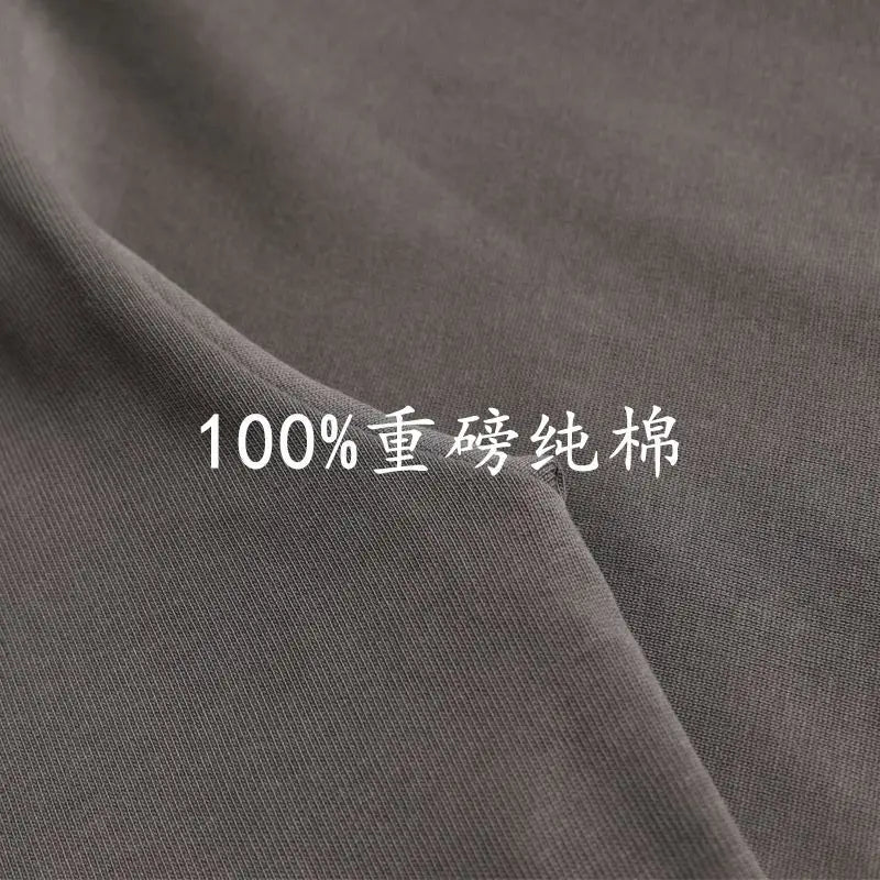 American Heavy 400g Short-sleeved T-shirt Men's Pure Cotton Loose Bottoming Shirt Round Neck Solid Color Long-sleeved Women