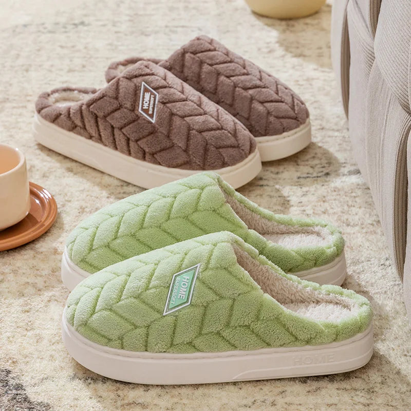 Cotton slippers for women in autumn and winter, new indoor home soft bottom, anti slip and warm