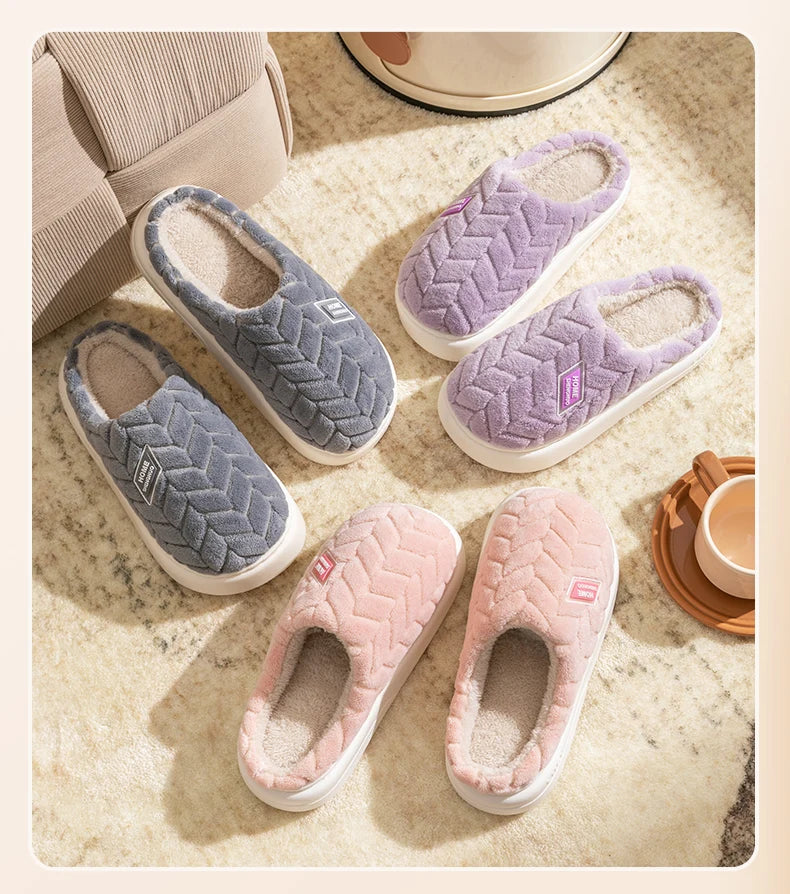 Cotton slippers for women in autumn and winter, new indoor home soft bottom, anti slip and warm