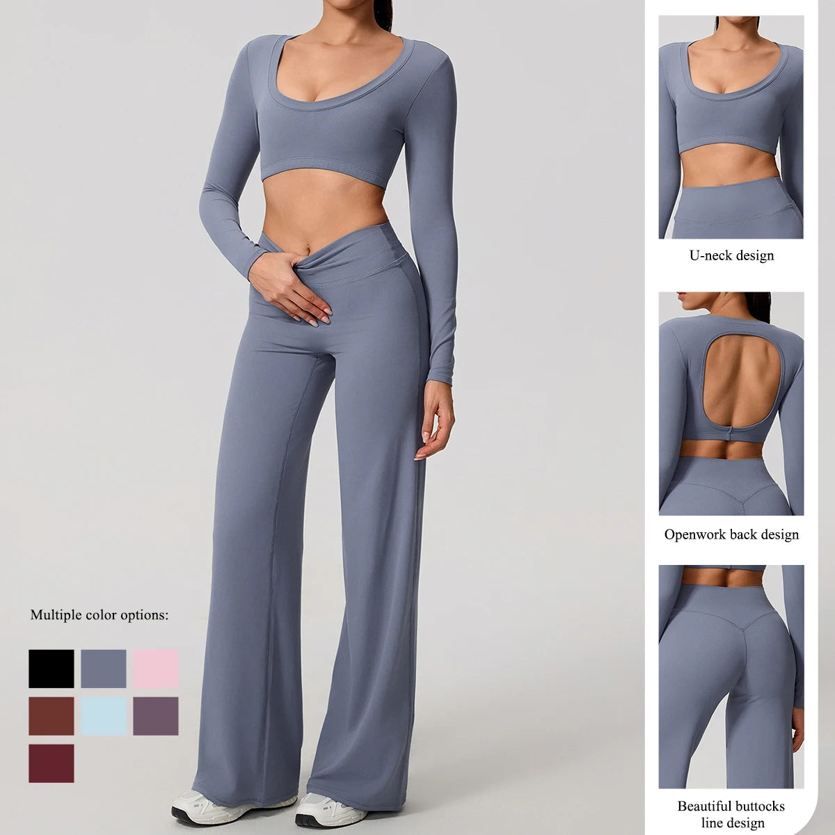 2Pcs women's Backless Sportswear Set Breathable Gym Sportswear