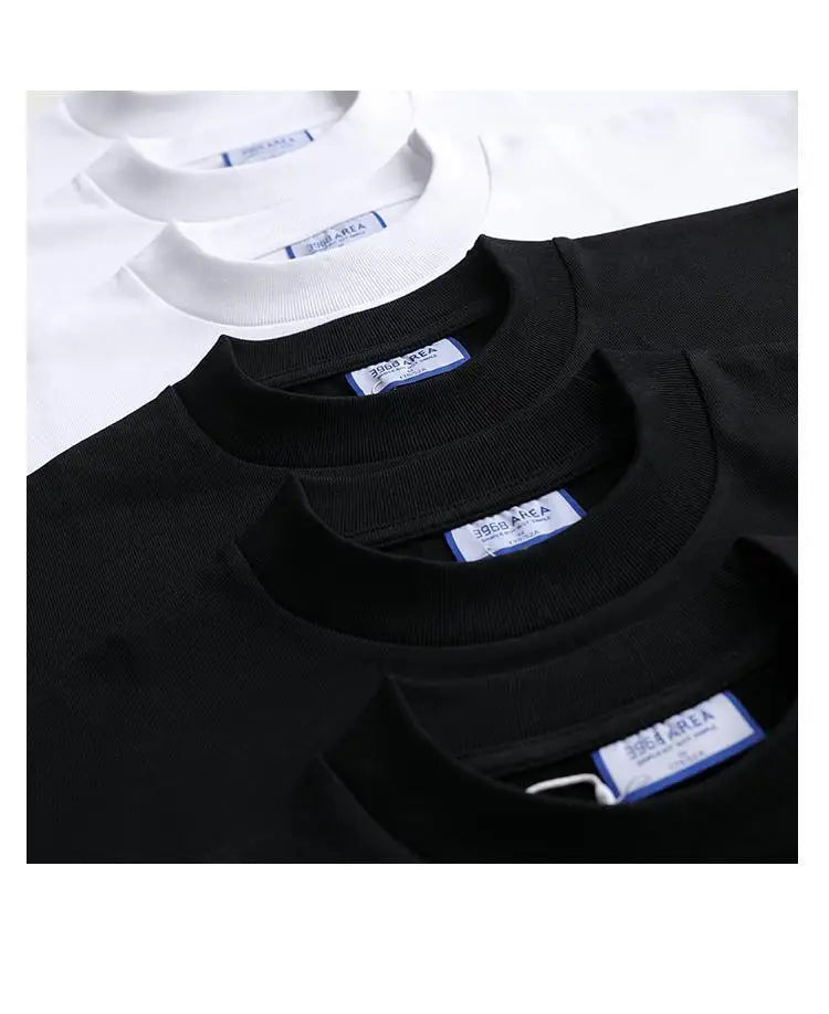 American Heavy 400g Short-sleeved T-shirt Men's Pure Cotton Loose Bottoming Shirt Round Neck Solid Color Long-sleeved Women