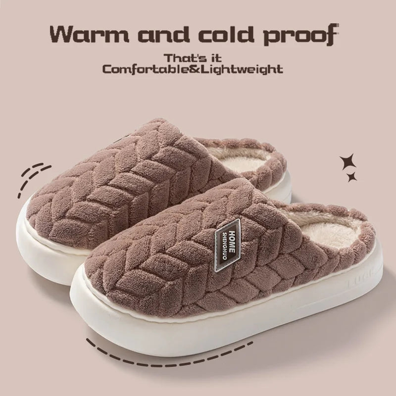 Cotton slippers for women in autumn and winter, new indoor home soft bottom, anti slip and warm
