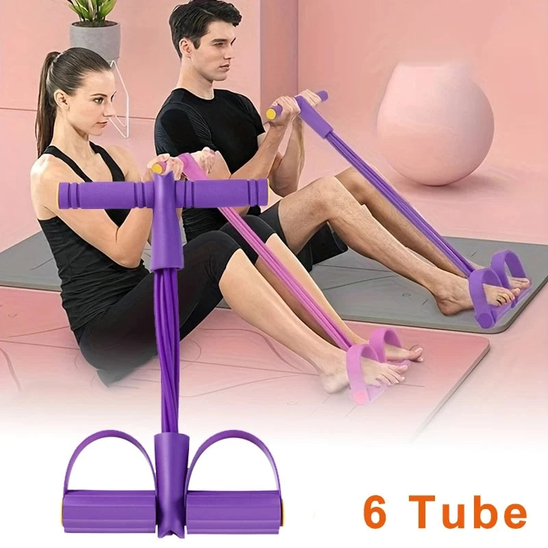 6-Level Resistance Band Tensioner with Non-Slip Handles - Home Fitness Equipment for Abdominal Muscle Training Yoga Abdominal