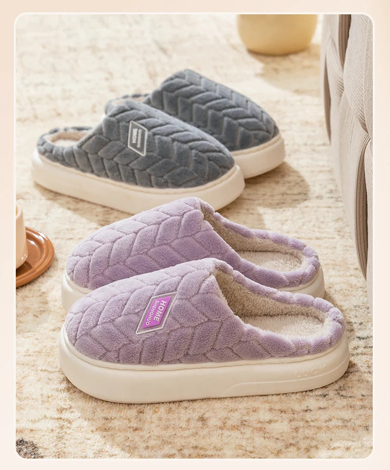 Cotton slippers for women in autumn and winter, new indoor home soft bottom, anti slip and warm