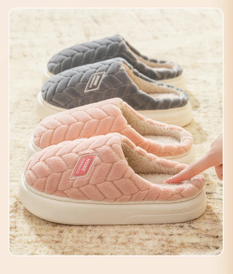 Cotton slippers for women in autumn and winter, new indoor home soft bottom, anti slip and warm