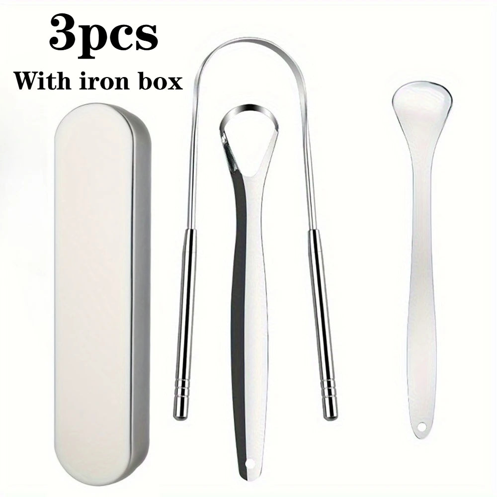 4pcs Stainless Steel Tongue Scraper with curved design,for Plaque & Removal,Oral Hygiene Tool for Adults Dental Care