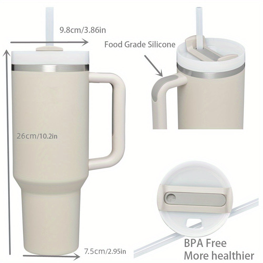 SLOVE 40oz Stainless Steel Tumbler Insulated Water Bottle with Handle And Straw