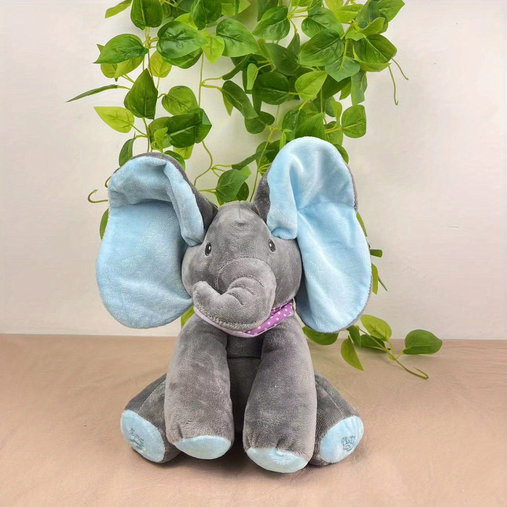 1pc, Hide-and-seek Elephant Plush Toy, Baby Girl Hide-and-seek Game Toy Singing Interactive Musical Toys