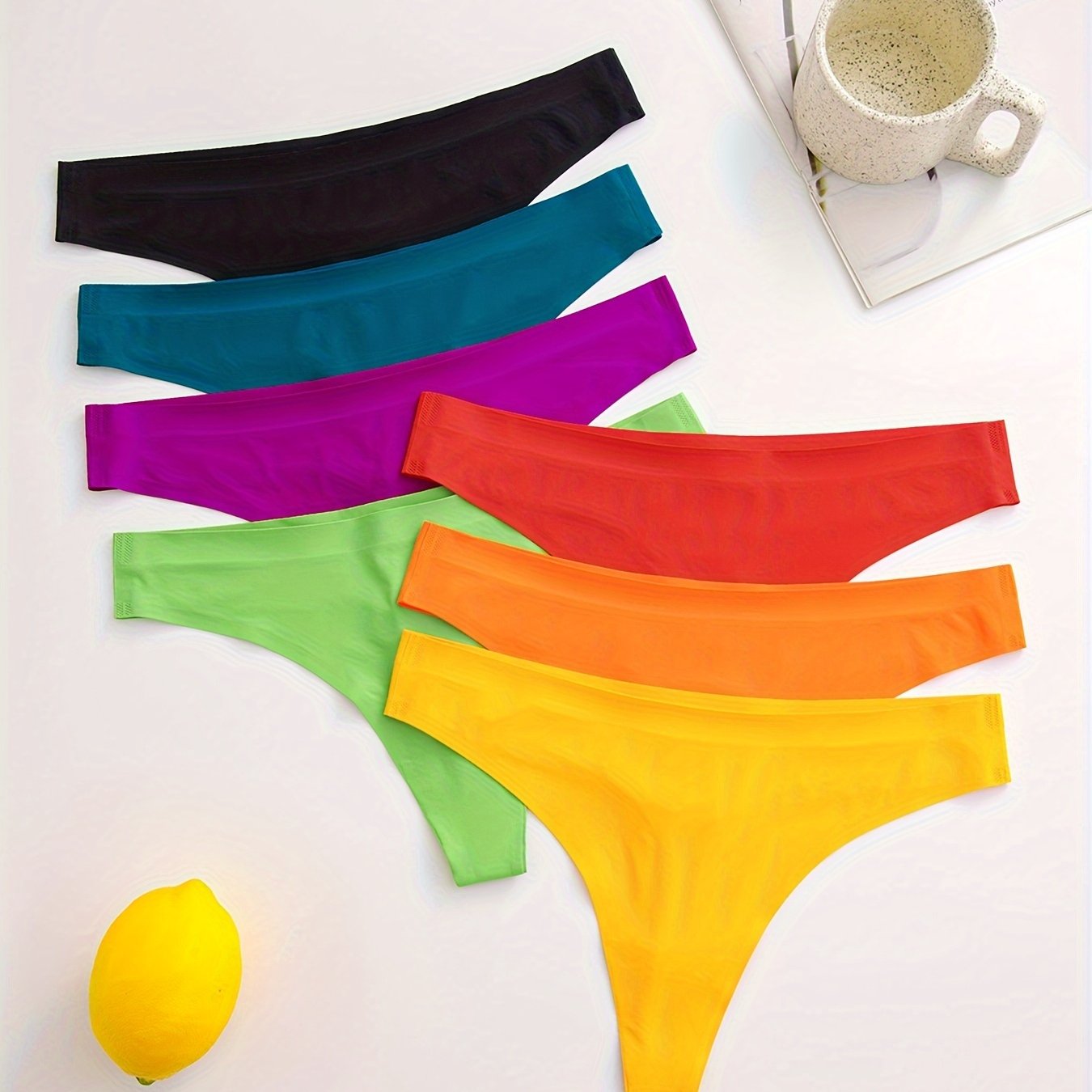 Seven-Pack Thin Breathable Comfortable Seamless Low-Rise Thong Panties