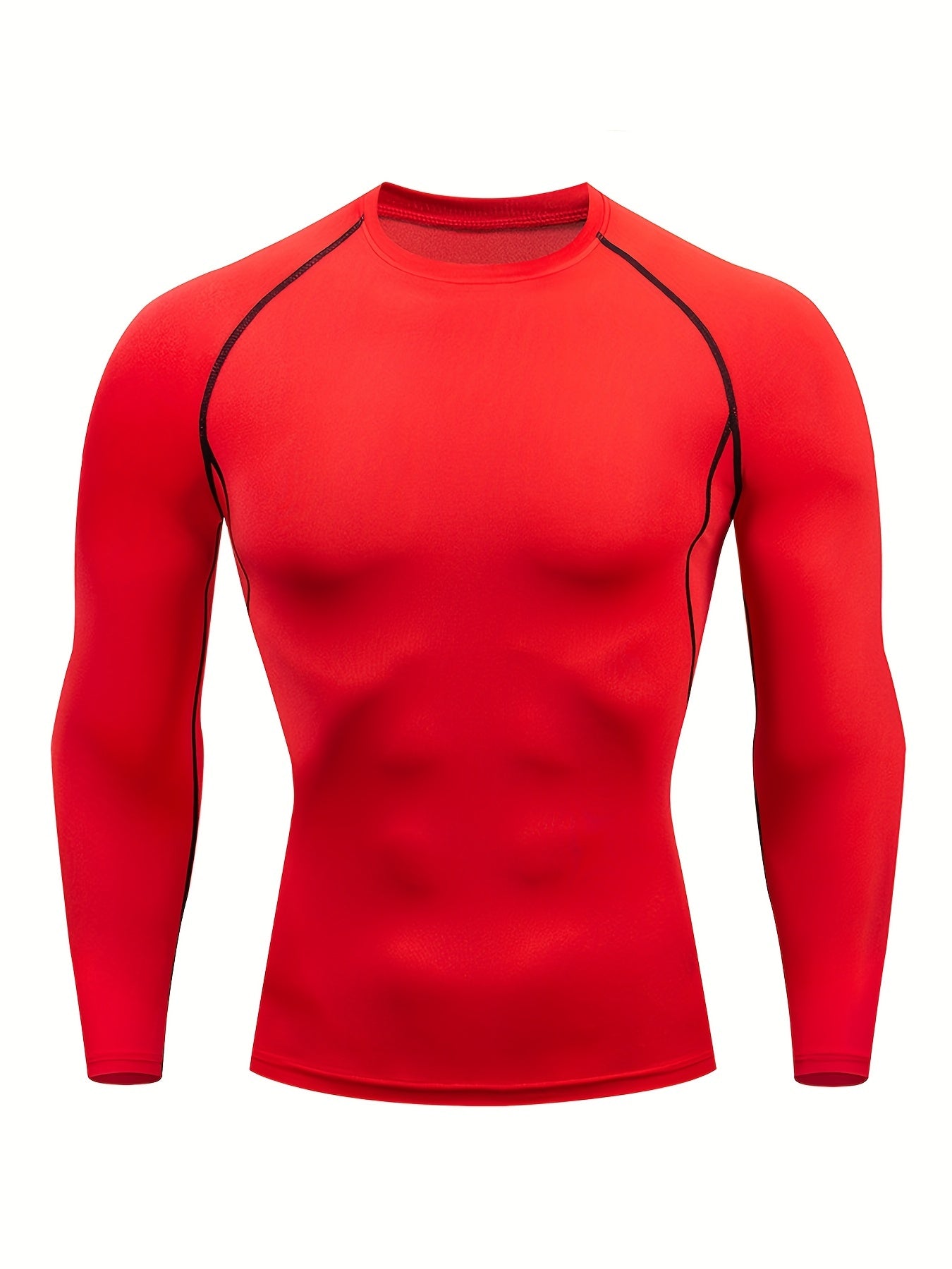 Men Fitness Top | Long Sleeve, High Stretch, Crew Neck, Moisture Wicking, Suitable for Running, Training, and Casual Wear