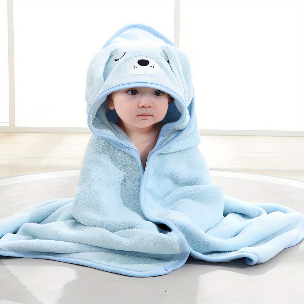 Snuggly Soft Baby Towel - Adorable Animal Bathrobe/Blanket, Ultra Absorbent Microfiber Coral Fleece, 80x80cm