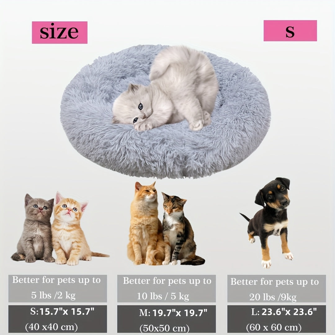 Cozy Plush Round Pet Bed for Small to Large Dogs & Cats -