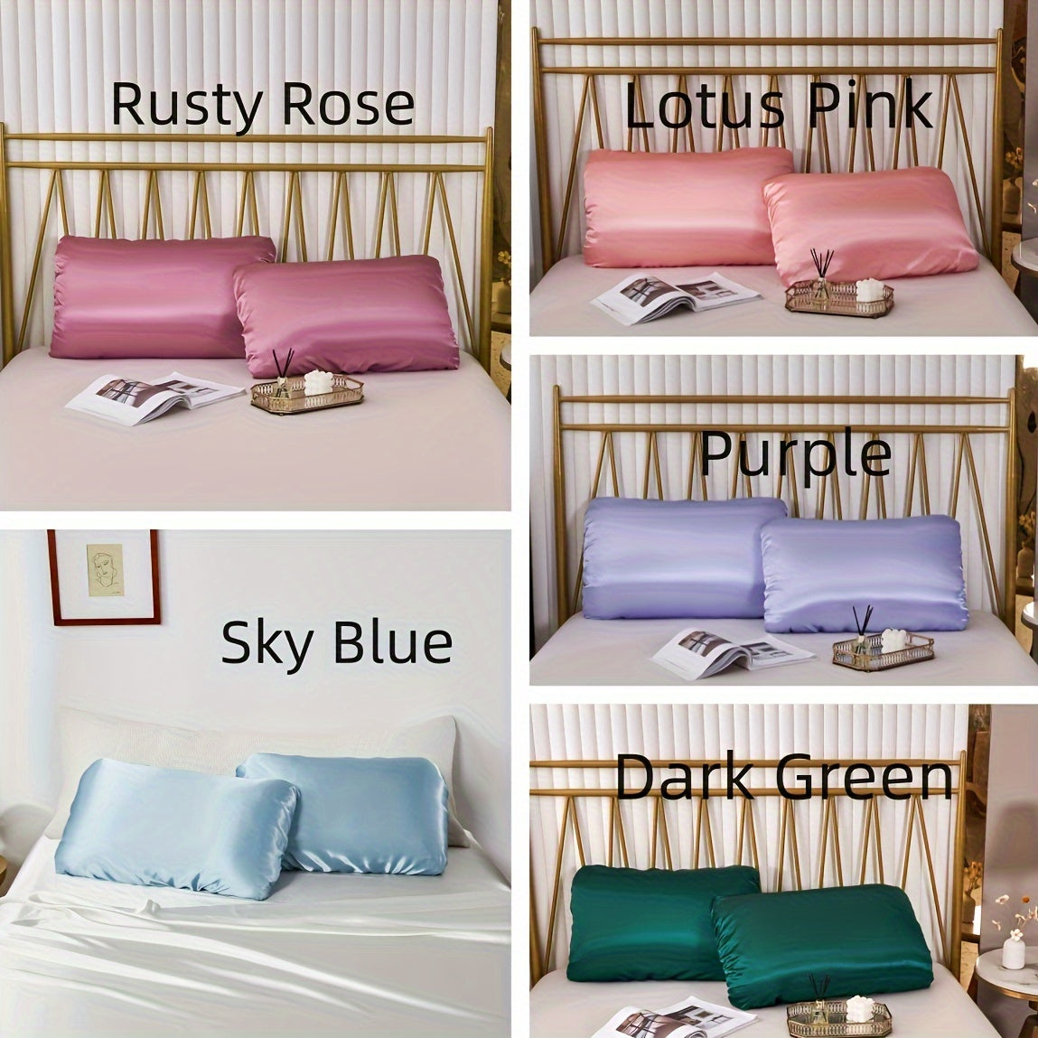 2pcs Satin Soft And Breathable Pillowcase With Elastic Cord - Perfect For A Comfortable Sleep