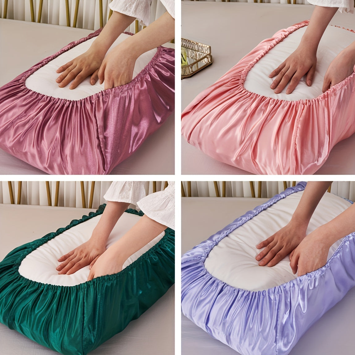 2pcs Satin Soft And Breathable Pillowcase With Elastic Cord - Perfect For A Comfortable Sleep