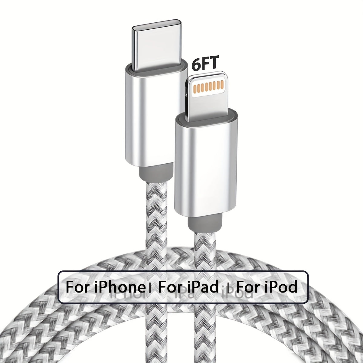 6 Feet - for iPhone Charger - Nylon Braided - C-Type