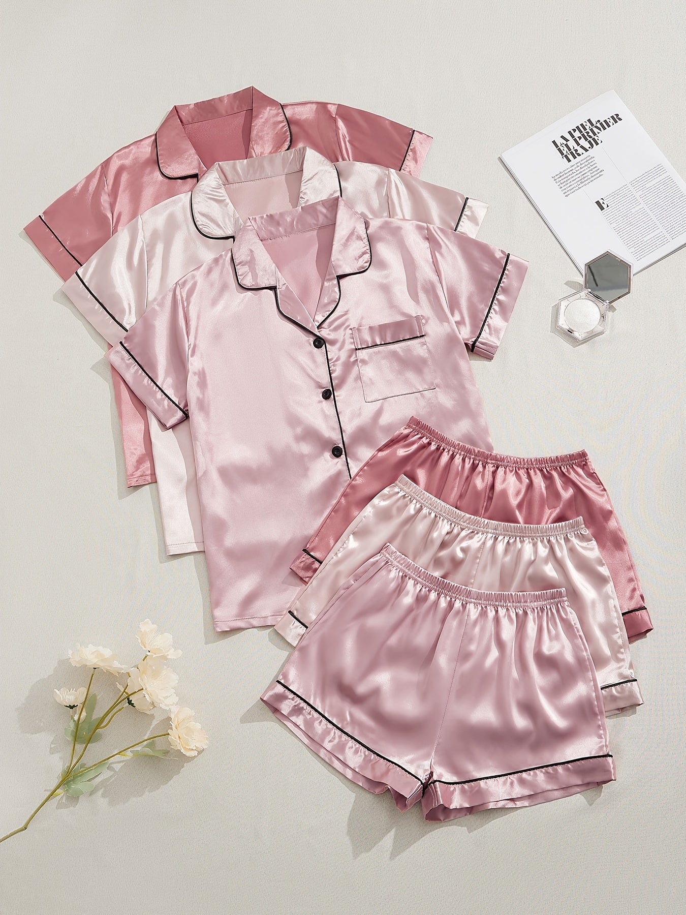3 Sets Satin Pajama Set