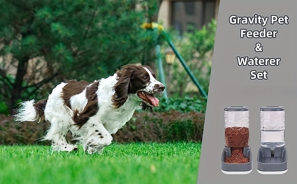 1pc/2pcs Large 3.8L Gravity Pet Feeder and Water Dispenser Set - E
