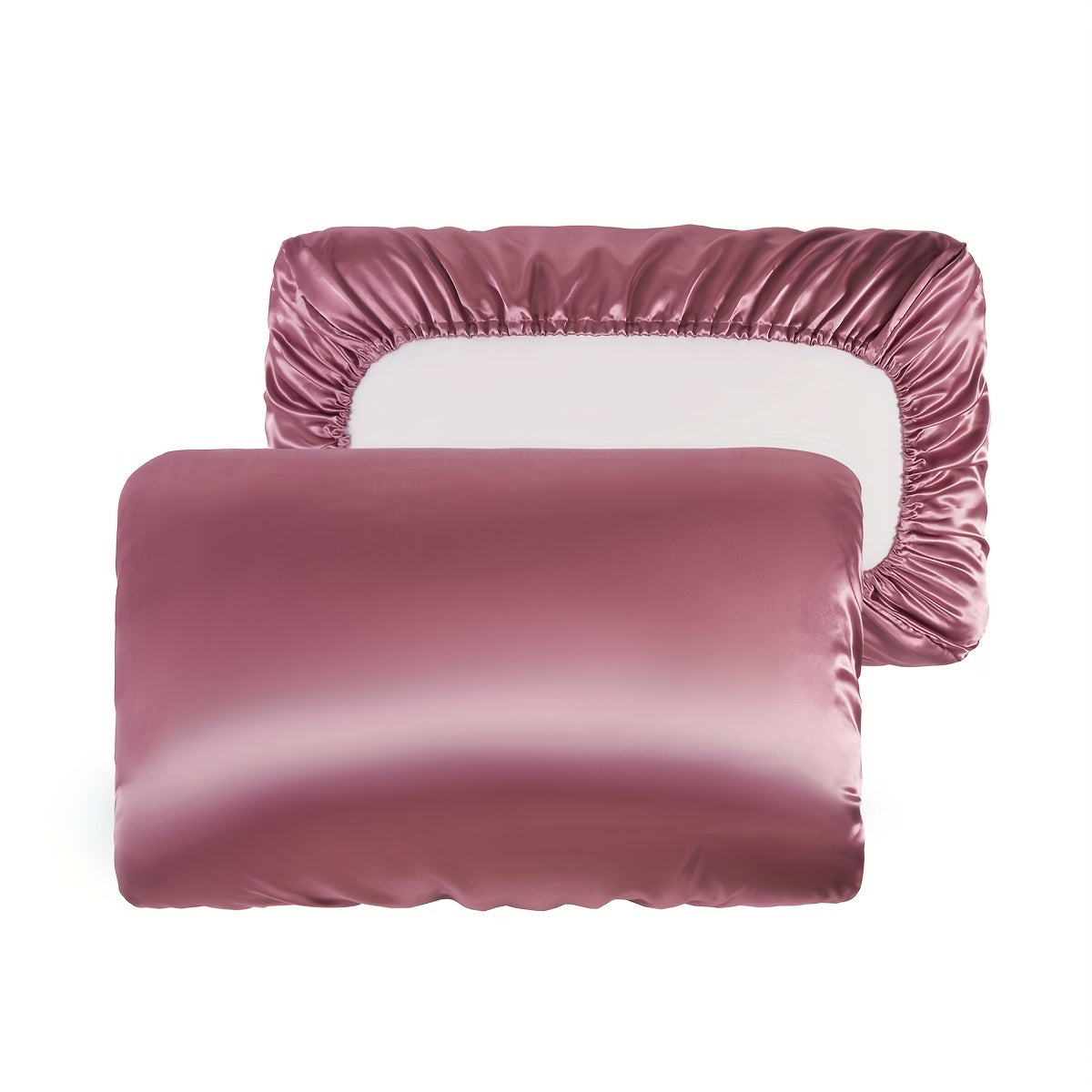 2pcs Satin Soft And Breathable Pillowcase With Elastic Cord - Perfect For A Comfortable Sleep