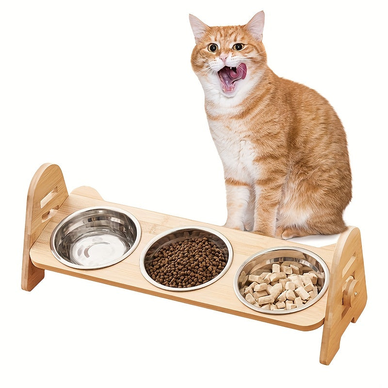 1/2/3pcs Adjustable Slanting Ceramic Pet Bowl Set - Ergonomic Lifting Design