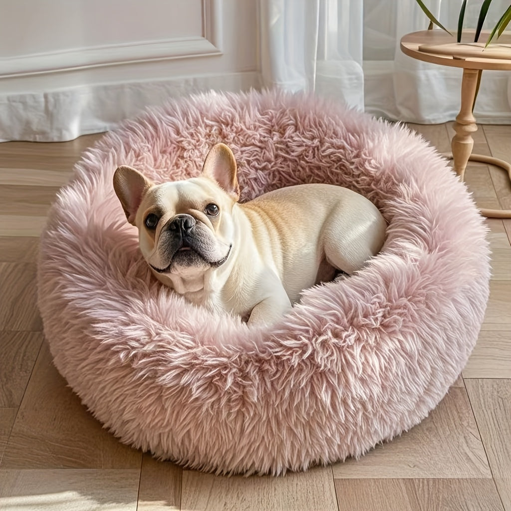 Cozy Plush Round Pet Bed for Small to Large Dogs & Cats -
