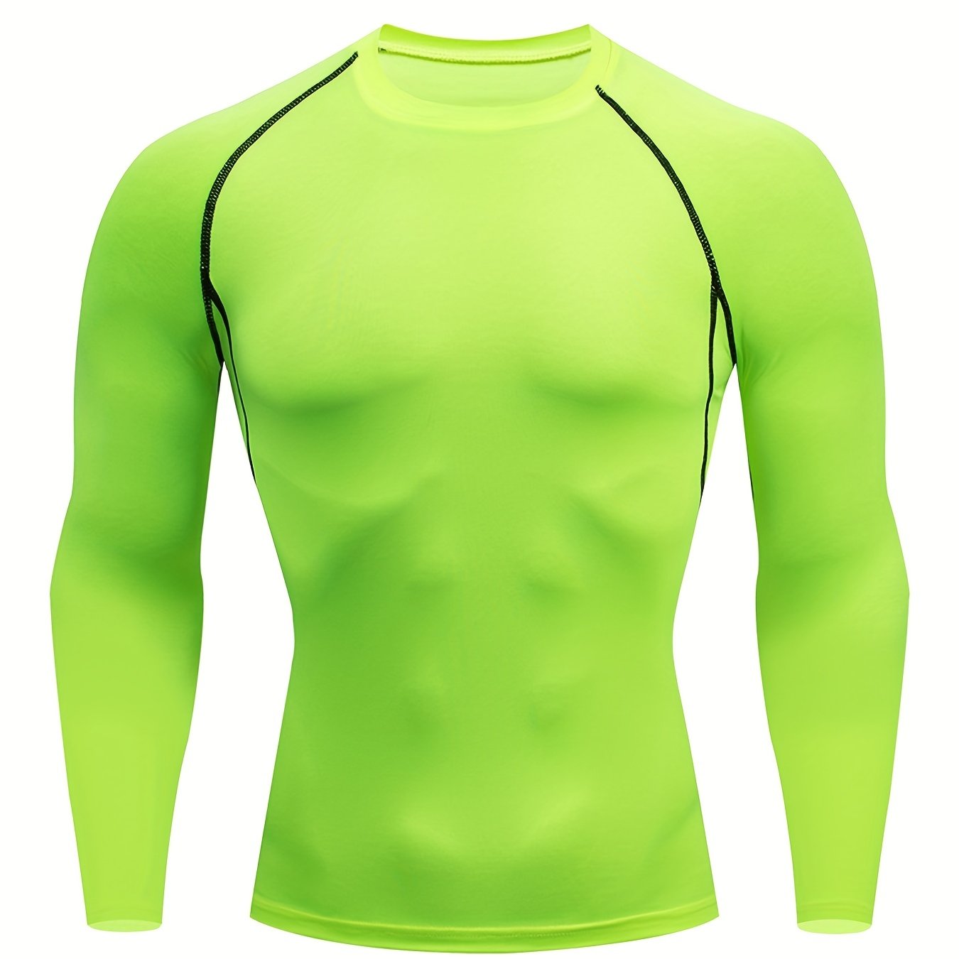 Men Fitness Top | Long Sleeve, High Stretch, Crew Neck, Moisture Wicking, Suitable for Running, Training, and Casual Wear