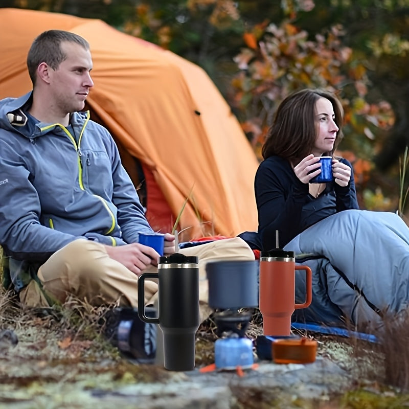 SLOVE 40oz Stainless Steel Tumbler Insulated Water Bottle with Handle And Straw