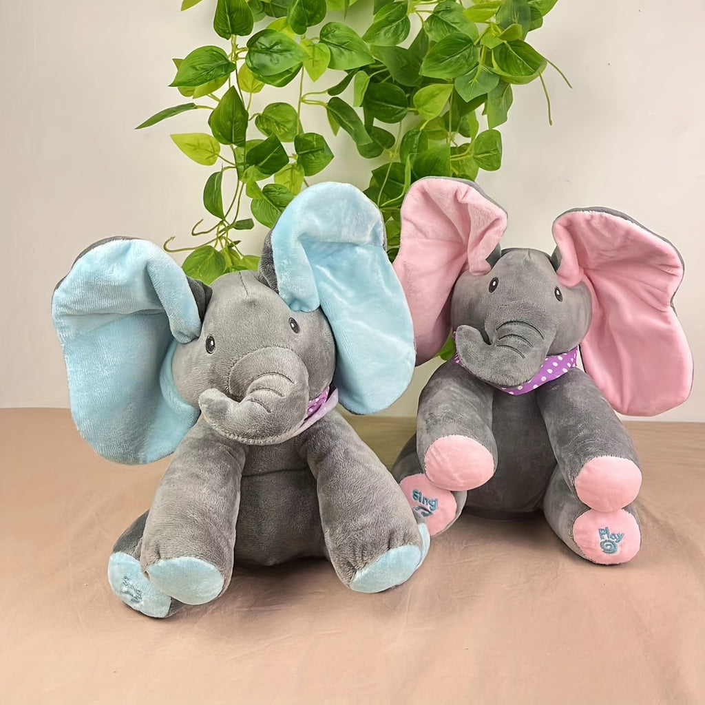 1pc, Hide-and-seek Elephant Plush Toy, Baby Girl Hide-and-seek Game Toy Singing Interactive Musical Toys