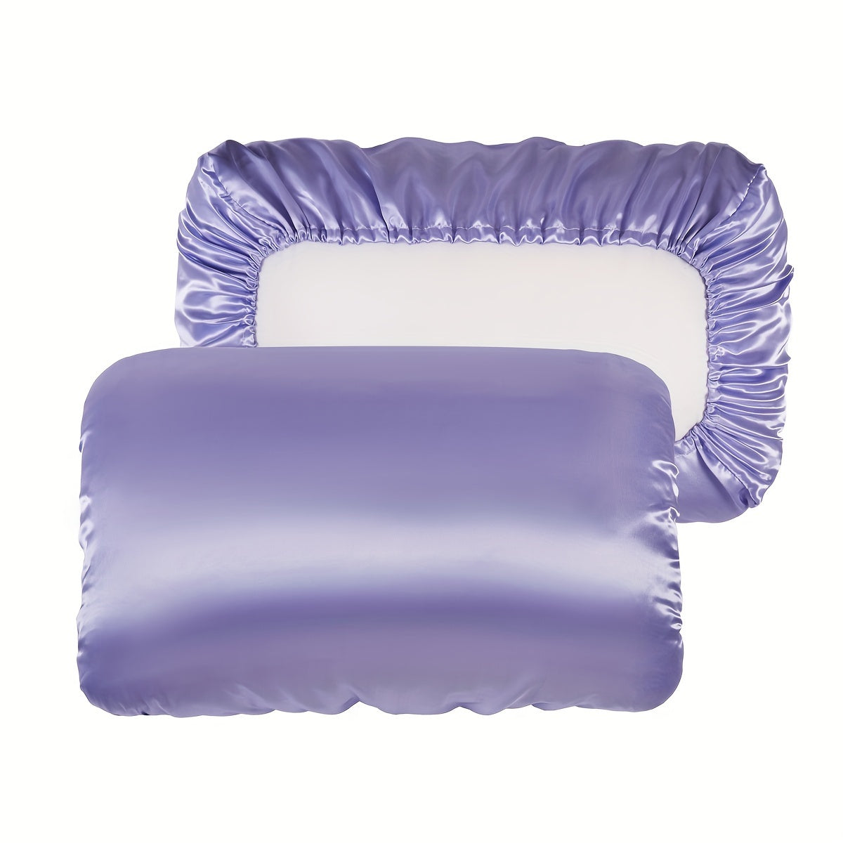 2pcs Satin Soft And Breathable Pillowcase With Elastic Cord - Perfect For A Comfortable Sleep