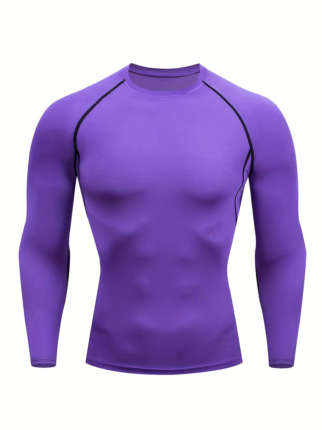 Men Fitness Top | Long Sleeve, High Stretch, Crew Neck, Moisture Wicking, Suitable for Running, Training, and Casual Wear